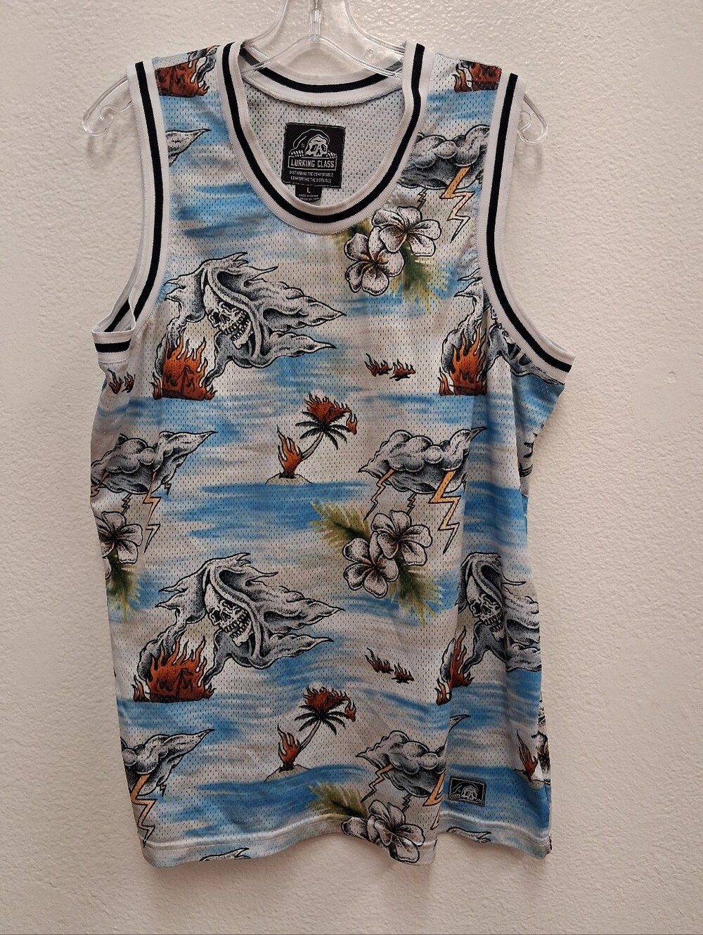 Lurking Class Basketball Tropical Skull Jersey Tank Top Men’s Size Large